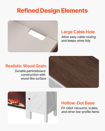 Fireplace TV Stand, Farmhouse Fireplace TV Stand for TVs up to 100 inch, Farmhouse Entertainment Center with 60 inch Fireplace & Storage Drawers for Living Room Bedroom, Remote Control, White