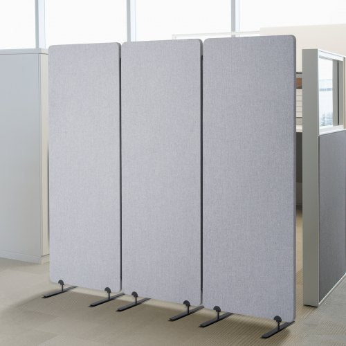 2FT Room Divider, 3 Panel PET Polyester Soundproof Room Screen, Folding Privacy Divider Portable Partition Divider for Room Separation, Freestanding Room Partitions for Office Study, Grey