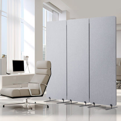2FT Room Divider, 3 Panel PET Polyester Soundproof Room Screen, Folding Privacy Divider Portable Partition Divider for Room Separation, Freestanding Room Partitions for Office Study, Grey