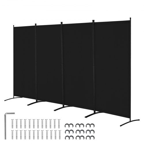 Room Divider, 4 Panel Room Divider, Folding Privacy Screen and Portable Partition Divider for Room Separation, Freestanding Room Partitions for Office, Bedroom, Study, Black