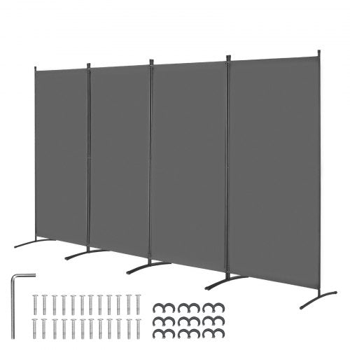 Room Divider, 4 Panels Room Divider, Folding Privacy Screen and Portable Partition Divider for Room Separation, Freestanding Room Partitions for Office, Bedroom, Study, Grey