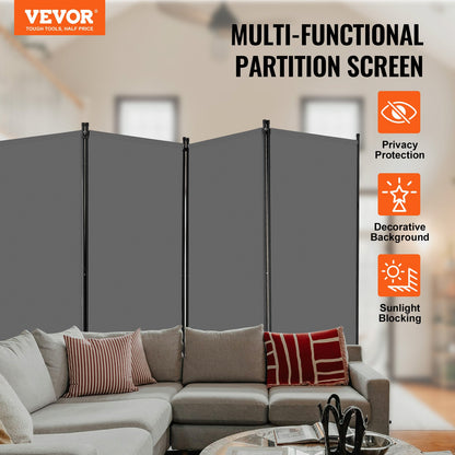 Room Divider 4 Panels Fabric Room Privacy Screen for Office Bedroom Gray