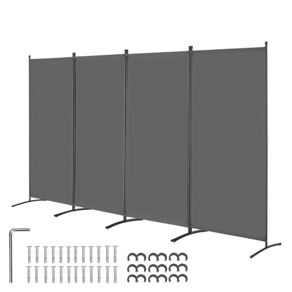 Room Divider 4 Panels Fabric Room Privacy Screen for Office Bedroom Gray