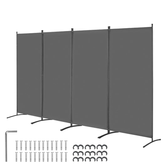 Room Divider 4 Panels Fabric Room Privacy Screen for Office Bedroom Gray