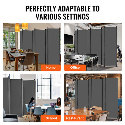 Room Divider, 6 Panel Room Divider, Folding Privacy Screen and Portable Partition Divider for Room Separation, Freestanding Room Partitions for Office, Bedroom, Study, Grey