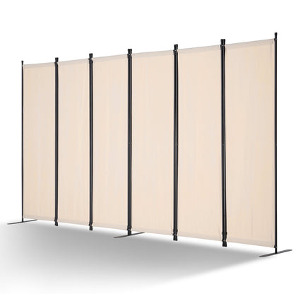 Room Divider 6 Panels Fabric Room Privacy Screen for Office Bedroom Beige