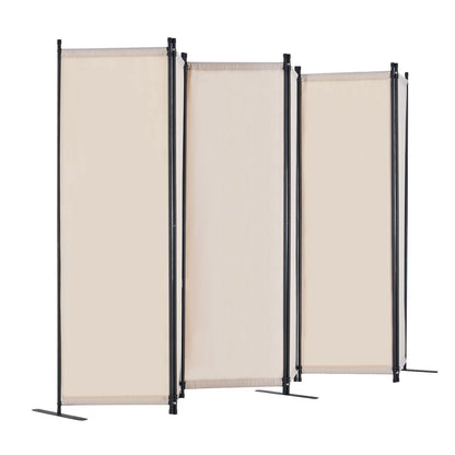 Room Divider 6 Panels Fabric Room Privacy Screen for Office Bedroom Beige