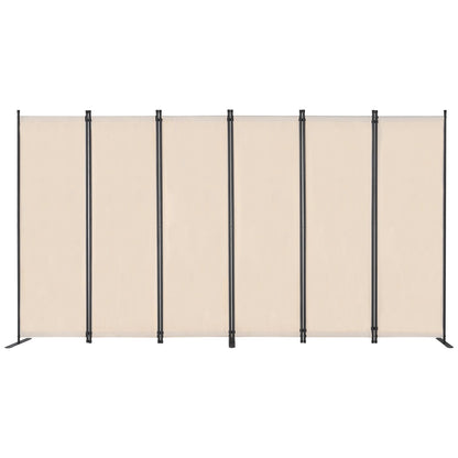 Room Divider 6 Panels Fabric Room Privacy Screen for Office Bedroom Beige