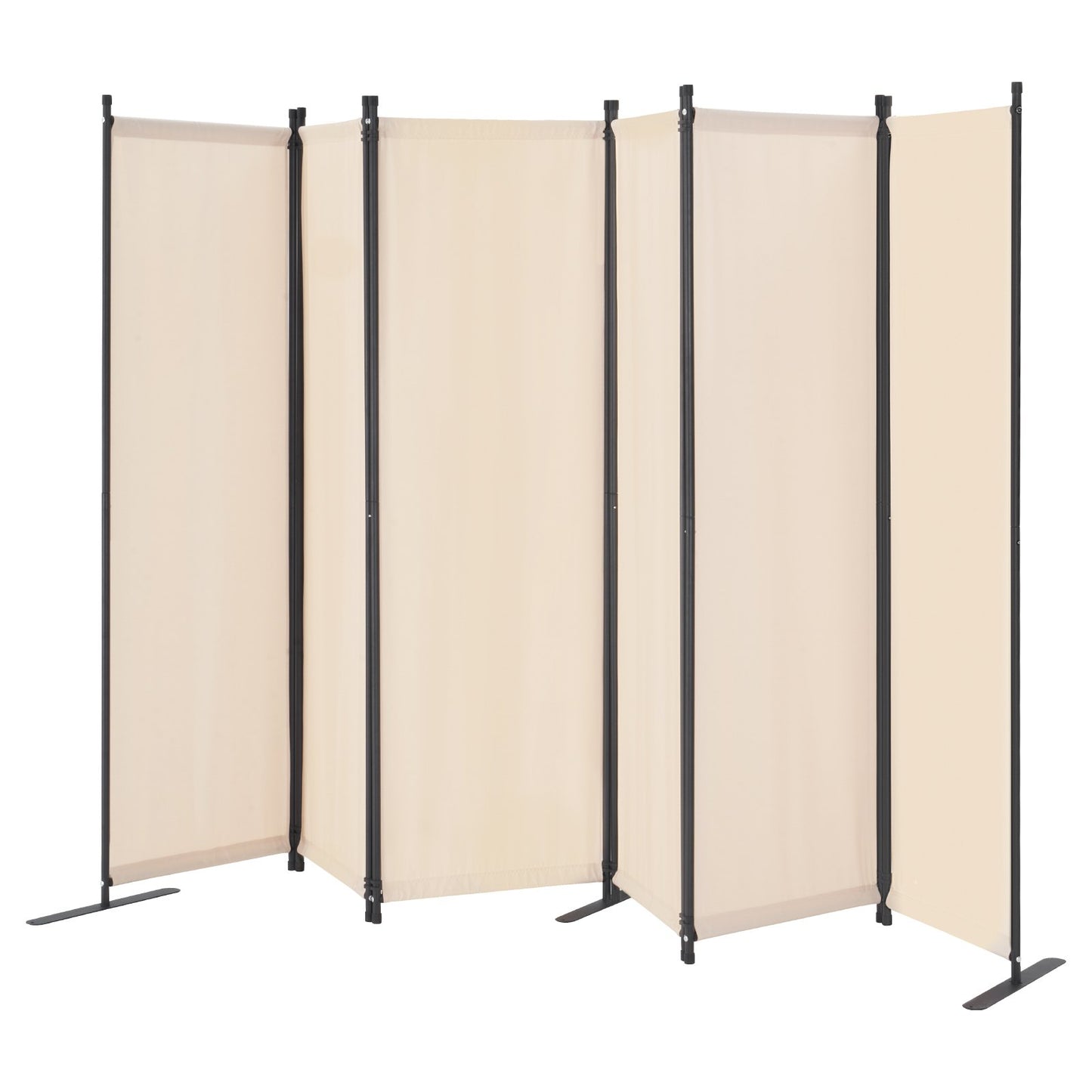 Room Divider 6 Panels Fabric Room Privacy Screen for Office Bedroom Beige
