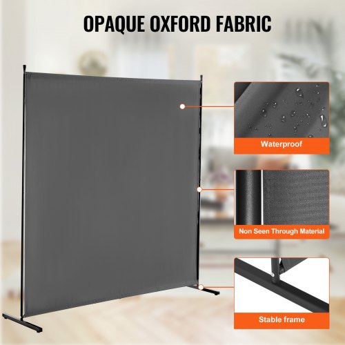 6FT Raumteiler Einzelpaneel Stoff Raumteiler für Büro Schlafzimmer Grau | EU