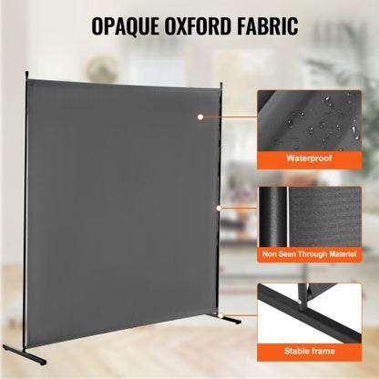 6FT Raumteiler Einzelpaneel Stoff Raumteiler für Büro Schlafzimmer Grau | EU