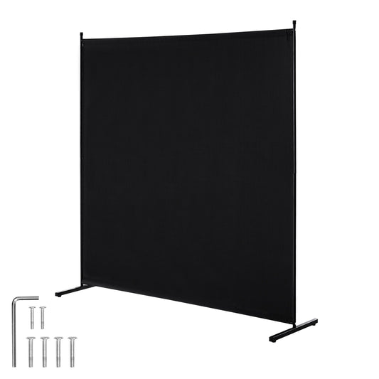 6FT Room Divider Enkelpanel Tyg Rumsskärm för Office Sovrum Svart