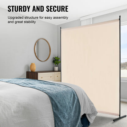 6FT Room Divider Single Panel Fabric Room Screen for Office Bedroom Beige