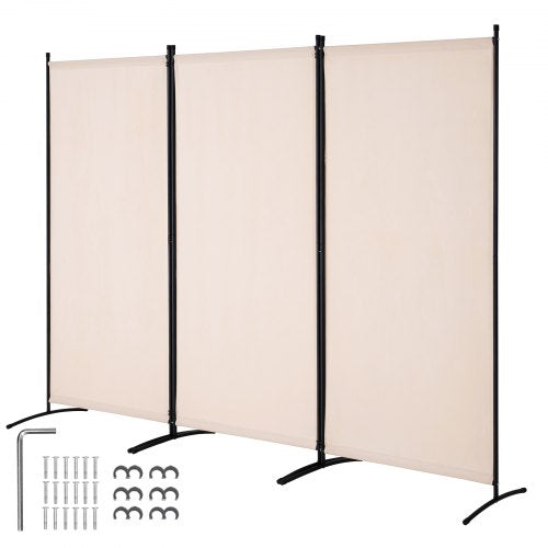Room Divider, 3 Panel Room Divider, Folding Privacy Screen and Portable Partition Divider for Room Separation, Freestanding Room Partitions for Office, Bedroom, Study, Beige