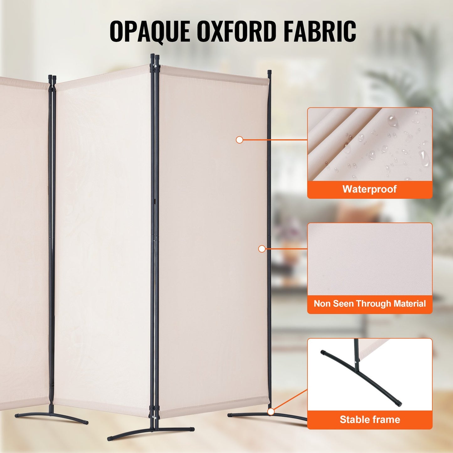 Room Divider, 3 Panel Room Divider, Folding Privacy Screen and Portable Partition Divider for Room Separation, Freestanding Room Partitions for Office, Bedroom, Study, Beige