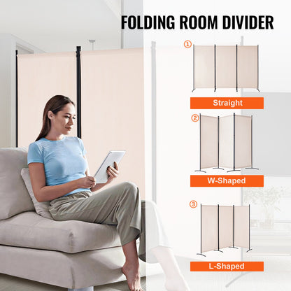 Room Divider, 3 Panel Room Divider, Folding Privacy Screen and Portable Partition Divider for Room Separation, Freestanding Room Partitions for Office, Bedroom, Study, Beige