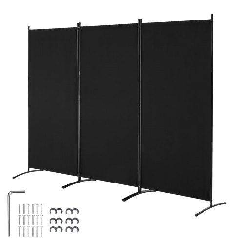 Room Divider, 3 Panel Room Divider, Folding Privacy Screen and Portable Partition Divider for Room Separation, Freestanding Room Partitions for Office, Bedroom, Study, Black