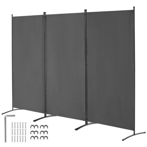 Room Divider, 3 Panel Room Divider, Folding Privacy Screen and Portable Partition Divider for Room Separation, Freestanding Room Partitions for Office, Bedroom, Study, Grey