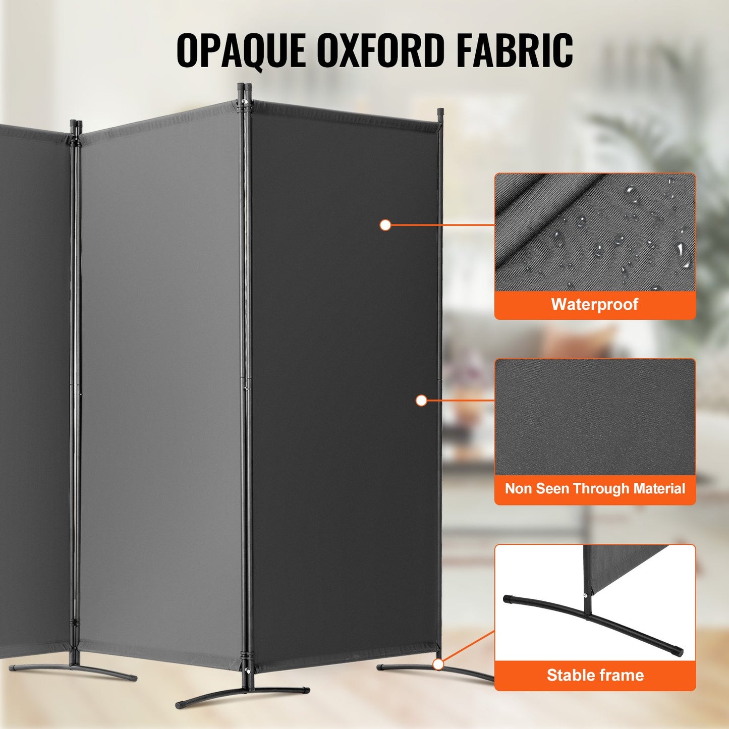 Room Divider, 3 Panel Room Divider, Folding Privacy Screen and Portable Partition Divider for Room Separation, Freestanding Room Partitions for Office, Bedroom, Study, Grey