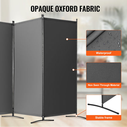 Room Divider, 3 Panel Room Divider, Folding Privacy Screen and Portable Partition Divider for Room Separation, Freestanding Room Partitions for Office, Bedroom, Study, Grey
