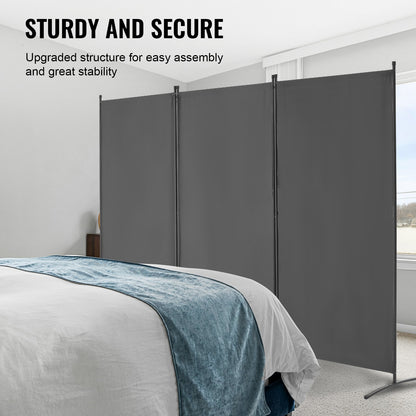 Room Divider, 3 Panel Room Divider, Folding Privacy Screen and Portable Partition Divider for Room Separation, Freestanding Room Partitions for Office, Bedroom, Study, Grey