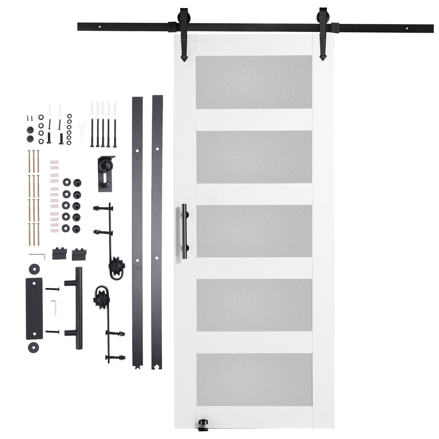 Scheunentor und Hardware-Kit 32" x 84" Holz und Glas Schiebetür-Kit für Scheunentore