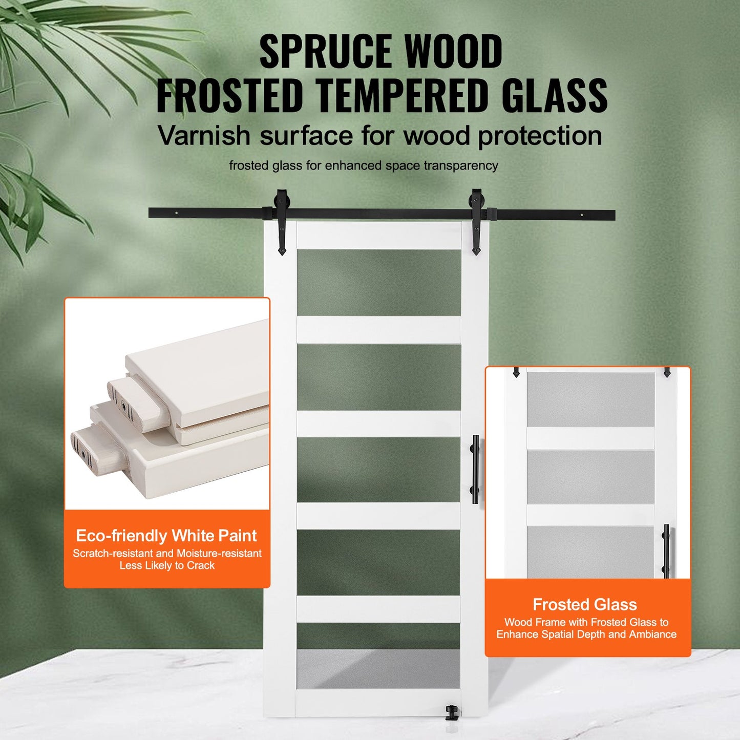 Scheunentor und Hardware-Kit 42" x 84" Holz und Glas Schiebetür Scheunentor Kit