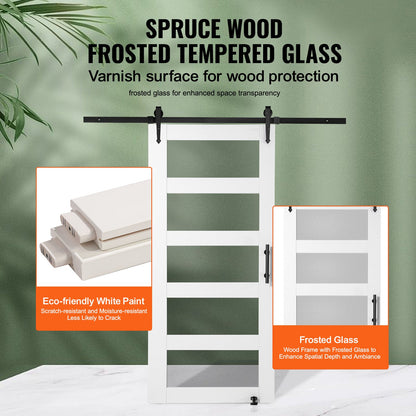 Scheunentor und Hardware-Kit 42" x 84" Holz und Glas Schiebetür Scheunentor Kit