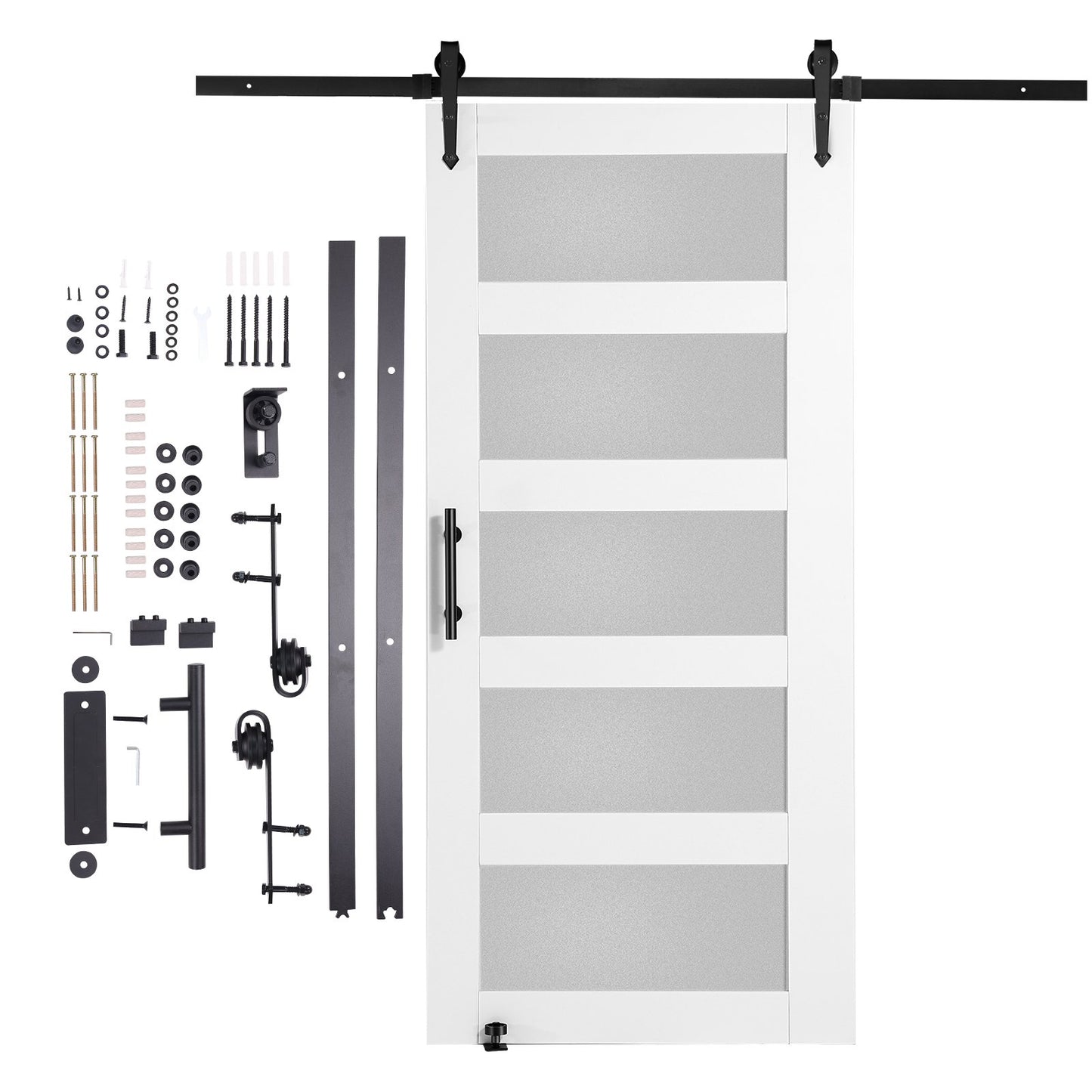 Scheunentor und Hardware-Kit 42" x 84" Holz und Glas Schiebetür Scheunentor Kit