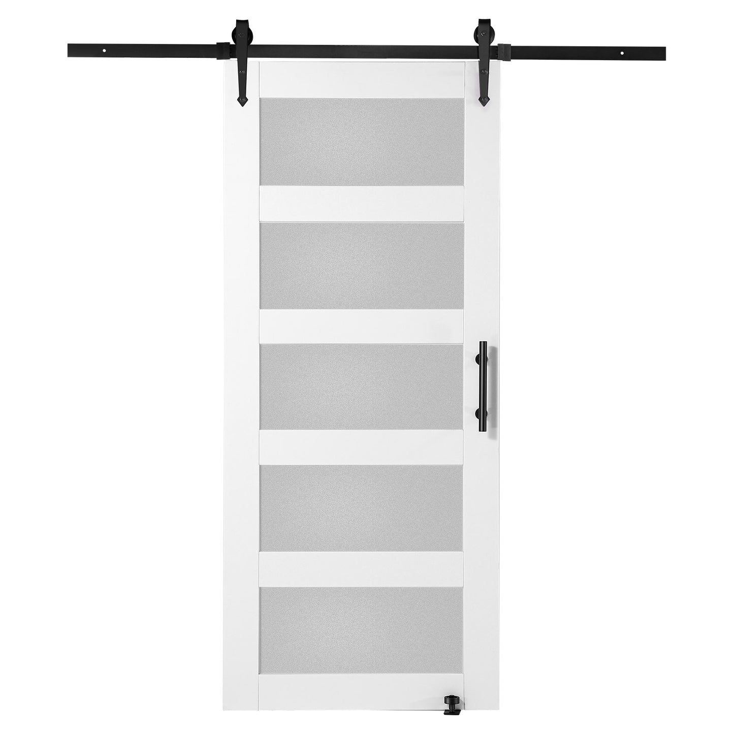 Ladugårdsdörr och beslagsats 36" x 84" trä och glas skjutbar ladugårdsdörrsats