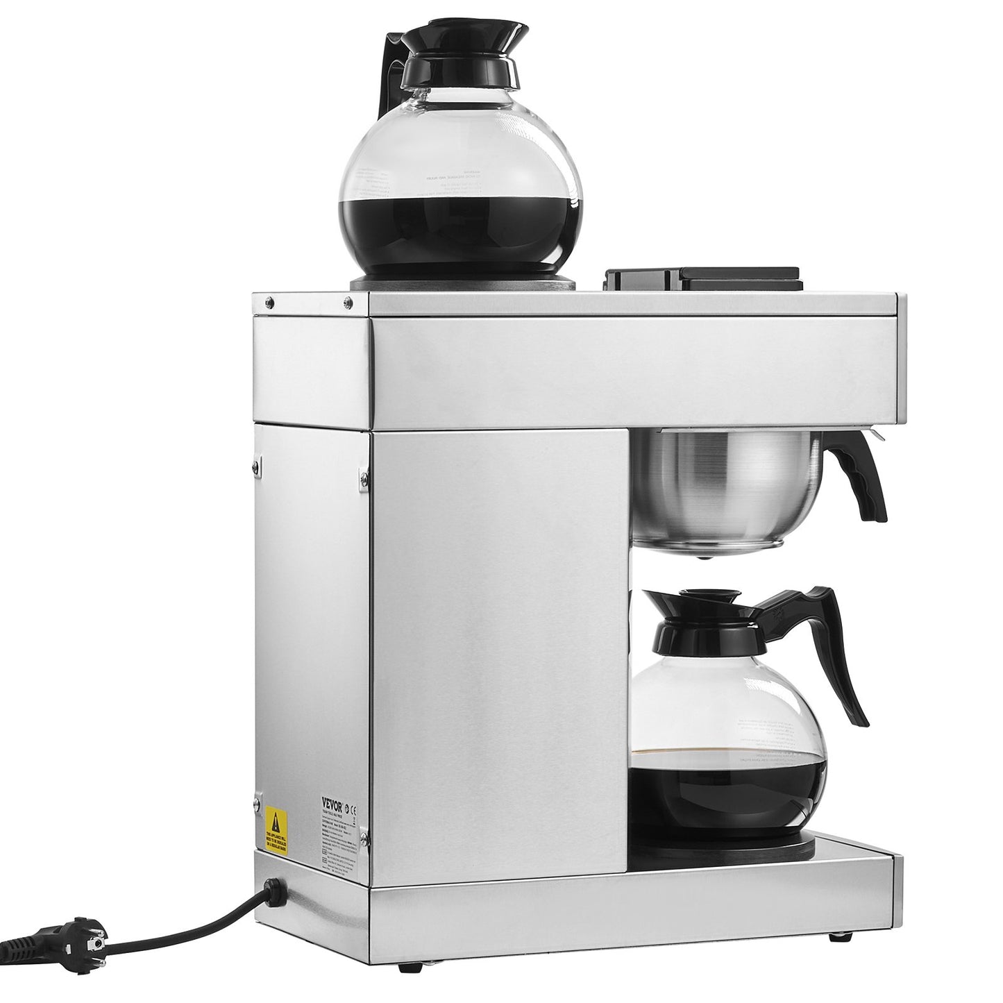 12 koppar kommersiell droppkaffebryggare med 2 glaskaraffer och 2 varmare