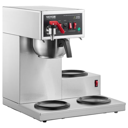 Kommerzielle Filterkaffeemaschine für 12 Tassen mit 3 Glaskaraffen und 3 Wärmern