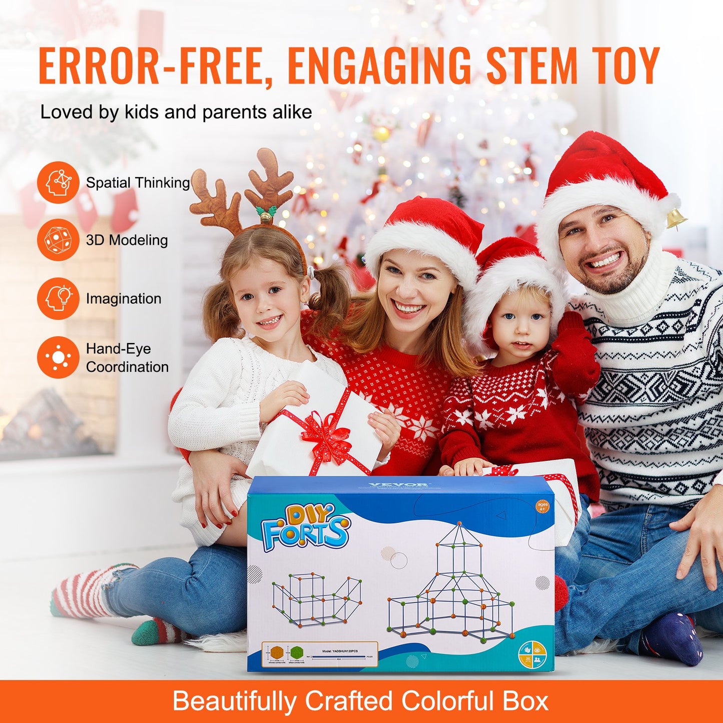 Zelt-Festungsbausatz für Kinder STEM Konstruktionsspielzeug-Set Burg 120-teilig