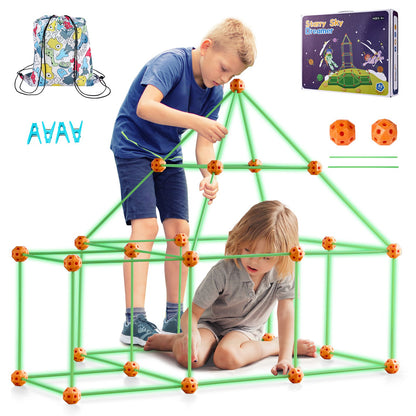 Tent Fort Building Kit för barn Glow In The Dark STEM Construction Toy 85P