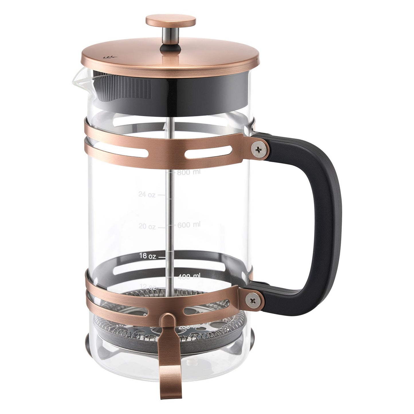 French Press Coffee Maker, 34 Ounce 1 Liter Borosilicate Glass Coffee Press Tea Maker with Stainless Steel Filter, Large Glass French Presses Cold Brew for Camping Travel Home Kitchen, Copper
