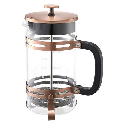 French Press Coffee Maker, 34 Ounce 1 Liter Borosilicate Glass Coffee Press Tea Maker with Stainless Steel Filter, Large Glass French Presses Cold Brew for Camping Travel Home Kitchen, Copper