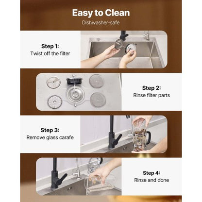 French Press Coffee Maker 1L Borosilicate Glass Coffee Tea Press Silver | EU