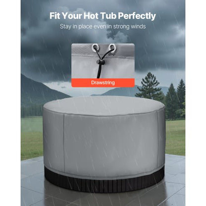 Överdrag för utomhusbadtunna runt 2000 x 850 mm väder- och vattentätt grått