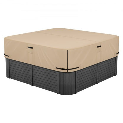 Outdoor Hot Tub Cover, 85 x 85 x 20 Inch Weatherproof and Waterproof Hot Tub Cover Protector, 600D Heavy Duty Oxford Fabric and 950N Tearing Strength, Square Spa Covers for Hottub, Brown
