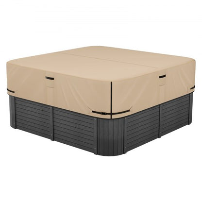 Outdoor Hot Tub Cover, 95 x 95 x 20 Inch Weatherproof and Waterproof Hot Tub Cover Protector, 600D Heavy Duty Oxford Fabric and 950N Tearing Strength, Square Spa Covers for Hottub, Brown