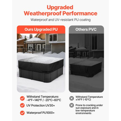 Whirlpool-Abdeckung für den Außenbereich 2235 x 2235 x 508 mm wetterfest und wasserdicht schwarz