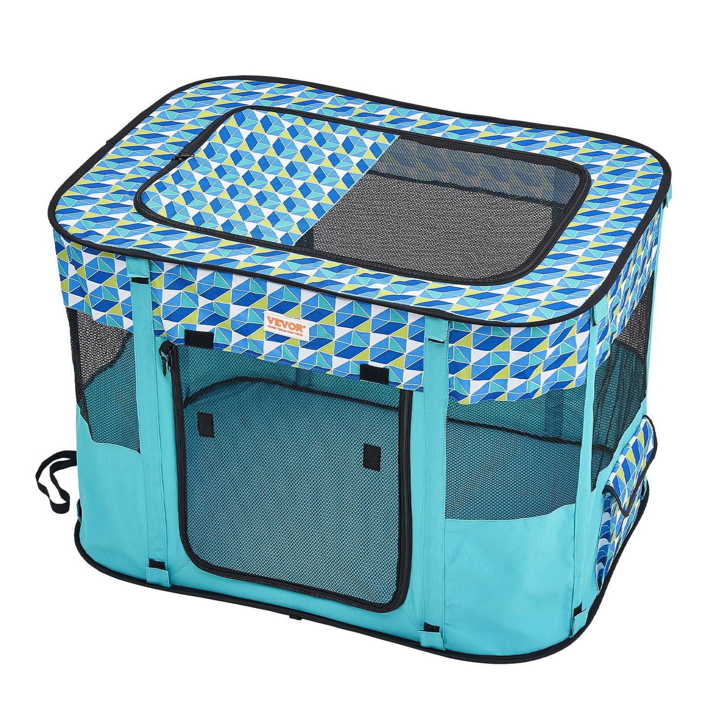 Faltbarer Laufstall für Haustiere, 81,3 x 61 x 56,9 cm, tragbarer Hundelaufstall, Hundebox für Welpen, Hunde, Katzen, wasserdichtes 600D-Oxford-Gewebe, abnehmbarer Reißverschluss, für den Einsatz im Innen- und Außenbereich, Reisen und Camping (rechteckig,
