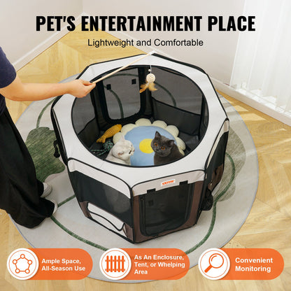 Foldable Pet Playpen, 36 Inch Portable Dog Playpen, Kennel for Puppy, Dog, Cat, Premium Waterproof 600D Oxford Cloth, Removable Zipper, for Indoor Outdoor Travel and Camping Use (Octagon, M)