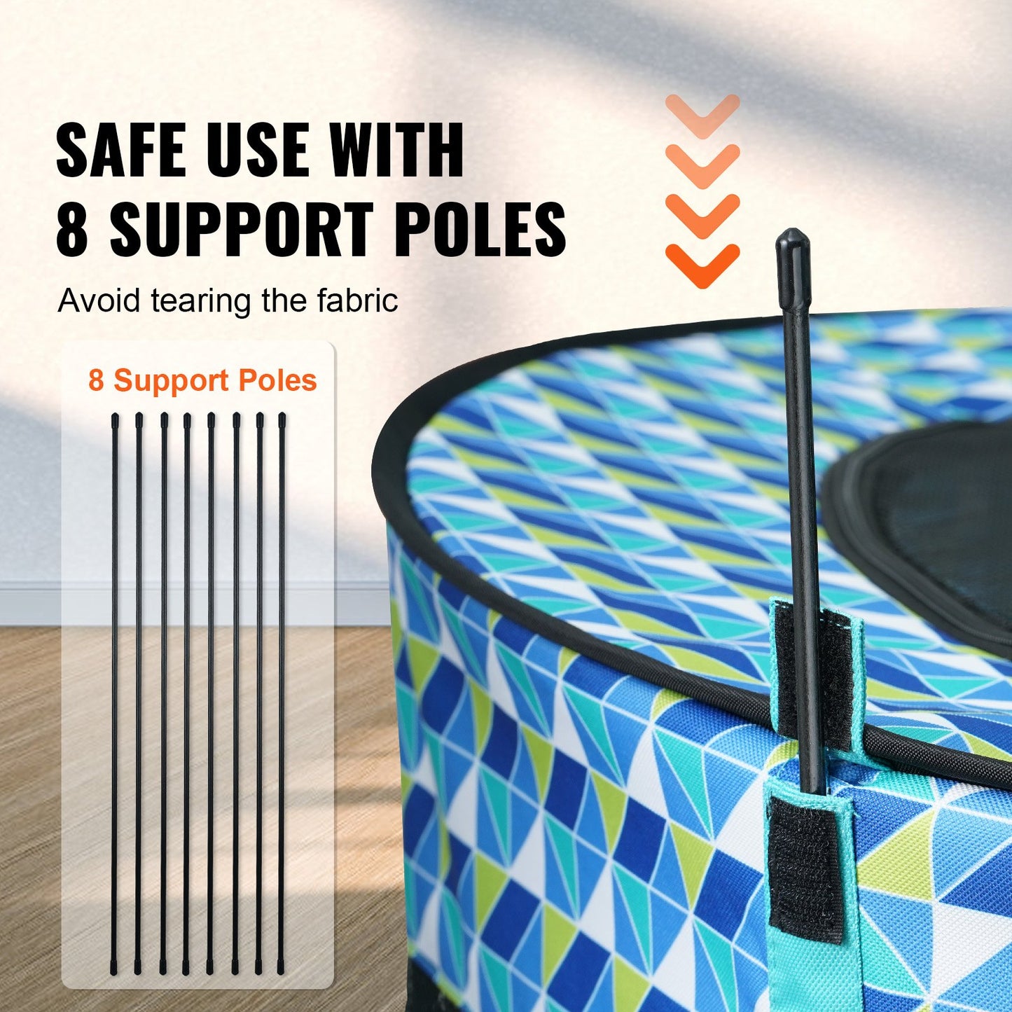 Faltbarer Laufstall für Haustiere, 112 x 112 x 61 cm, tragbarer Hundelaufstall, Box-Zwinger für Welpen, Hunde, Katzen, wasserdichtes 600D-Oxford-Gewebe, abnehmbarer Reißverschluss, für Indoor-Camping im Freien (rund, L)