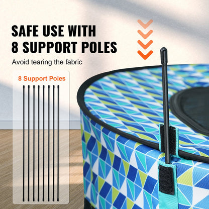 Faltbarer Laufstall für Haustiere, 112 x 112 x 61 cm, tragbarer Hundelaufstall, Box-Zwinger für Welpen, Hunde, Katzen, wasserdichtes 600D-Oxford-Gewebe, abnehmbarer Reißverschluss, für Indoor-Camping im Freien (rund, L)