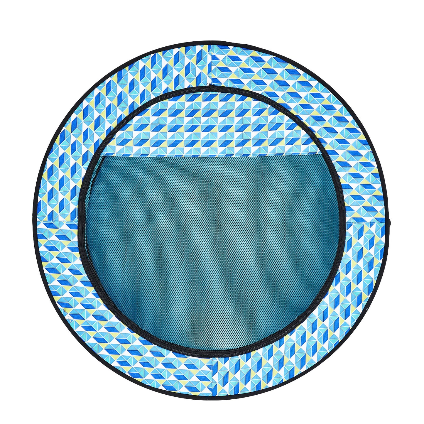 Faltbarer Laufstall für Haustiere, 112 x 112 x 61 cm, tragbarer Hundelaufstall, Box-Zwinger für Welpen, Hunde, Katzen, wasserdichtes 600D-Oxford-Gewebe, abnehmbarer Reißverschluss, für Indoor-Camping im Freien (rund, L)