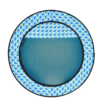 Faltbarer Laufstall für Haustiere, 112 x 112 x 61 cm, tragbarer Hundelaufstall, Box-Zwinger für Welpen, Hunde, Katzen, wasserdichtes 600D-Oxford-Gewebe, abnehmbarer Reißverschluss, für Indoor-Camping im Freien (rund, L)