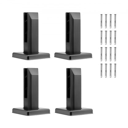 Glass Clamp, 4 PCS Square Glass Railing Bracket for 0.31 "-0.47 " Tempered Glass, 304 Stainless Steel Glass Mounting Clamp, 0.12” Thick Glass Shelf Bracket for Balcony, Garden, Deck, Stair