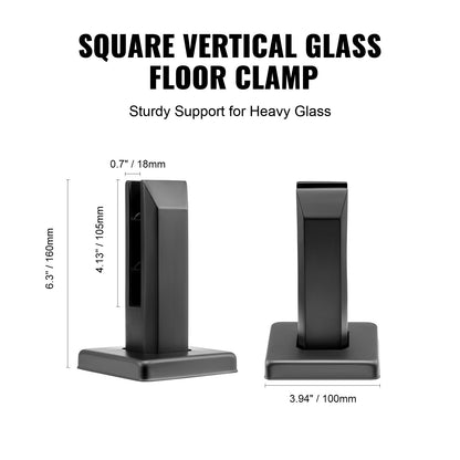 Glasklämma 4 ST Fyrkantigt räckesfäste för 0,31"-0,47" glassvart