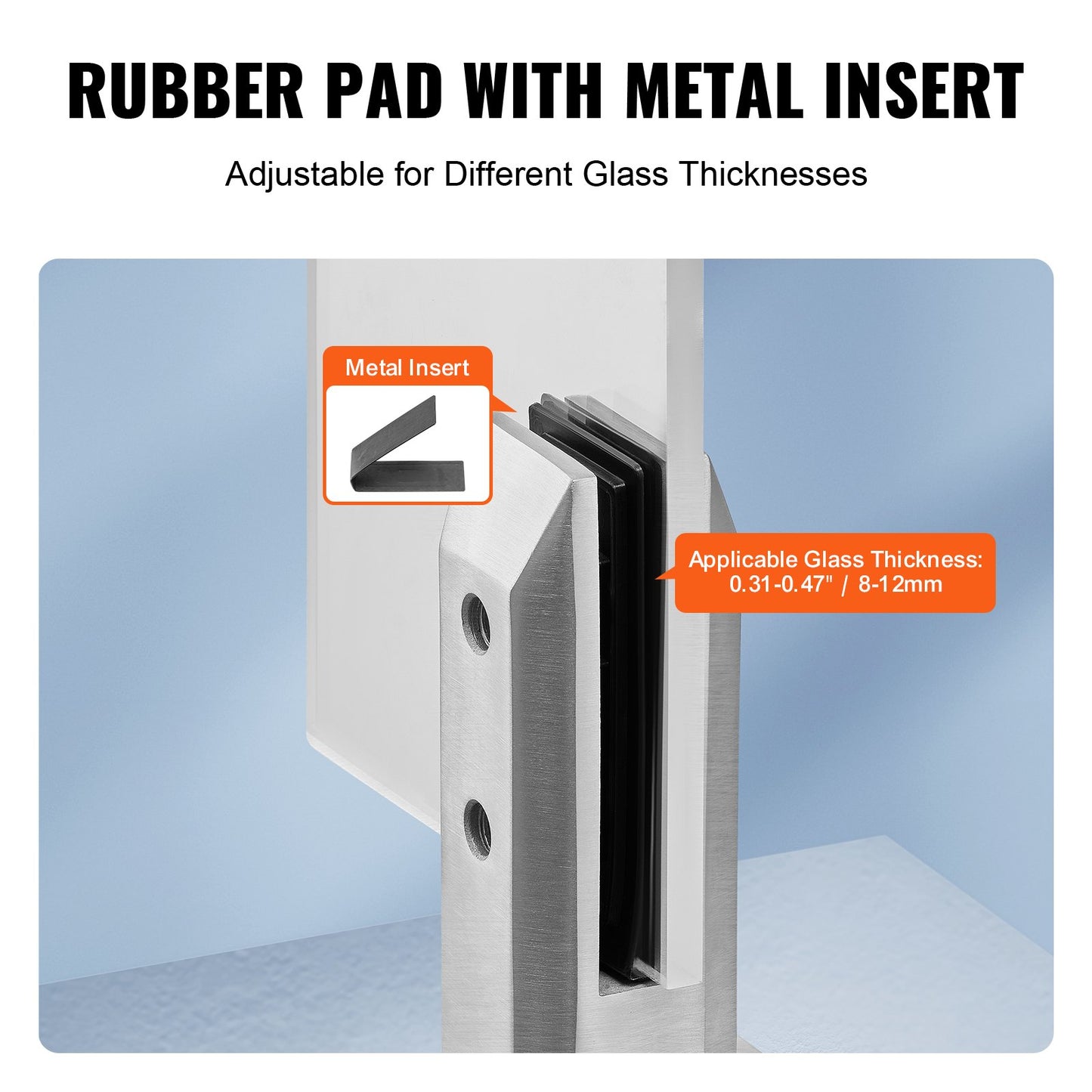 Glasklemme, 10 Stück, quadratische Geländerhalterung für 0,31"-0,47" Glas, silber